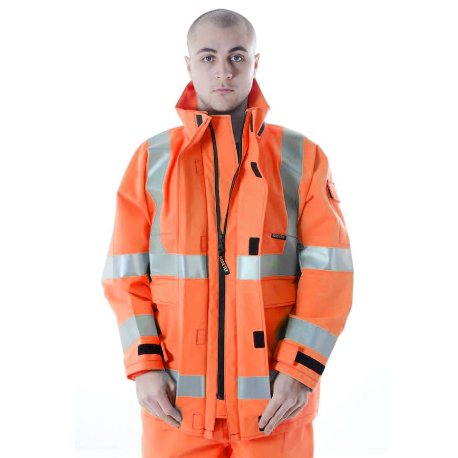 GORE-TEX PYRAD® EXTREME CAT 3 CSA FR/ARC Rated Breathable High Visibility Rainwear Coat Orange/Black