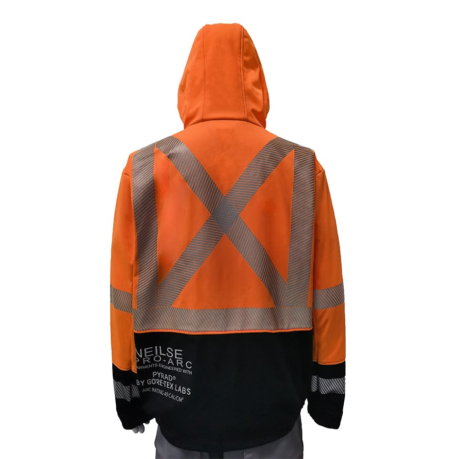 Neilsen FR/ARC-Rated Hi-VIS Orange/Black Softshell Fleece made with PYRAD® WINDSTOPPER® Fabric by GORE-TEX LABS