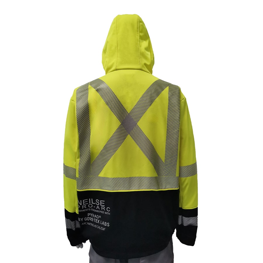 Neilsen FR/ARC-Rated Hi-VIS Yellow/Black Softshell Fleece made with PYRAD® WINDSTOPPER® Fabric by GORE-TEX LABS