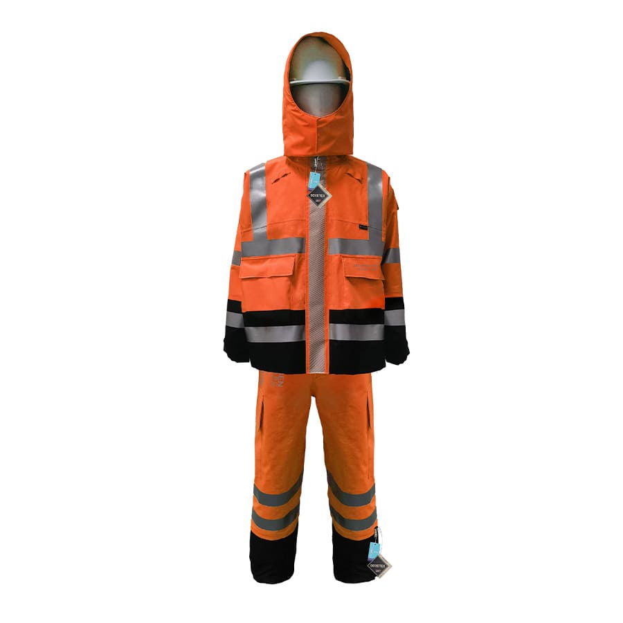 GORE-TEX PYRAD® 4SEASON CAT 3 CSA FR/ARC Rated Breathable High Visibility Rainwear Bib Trouser Orange/Black