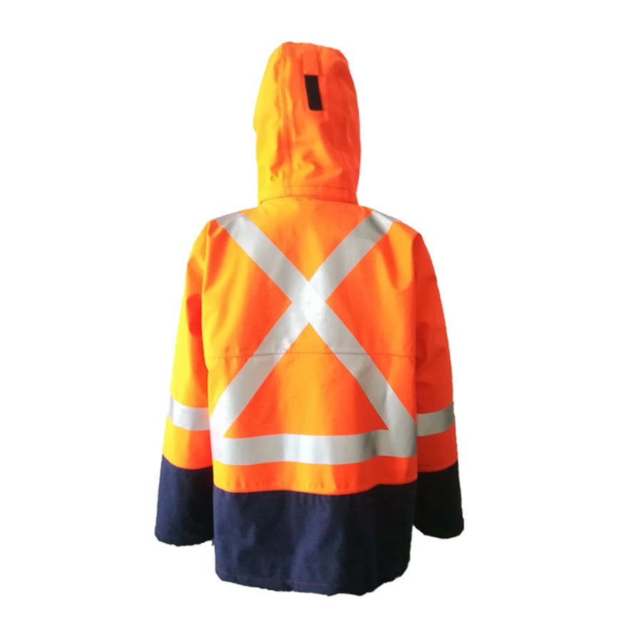 PRO ARC CSA FR/ARC CAT 3 Breathable High Visibility Rainwear Coat Orange/Navy