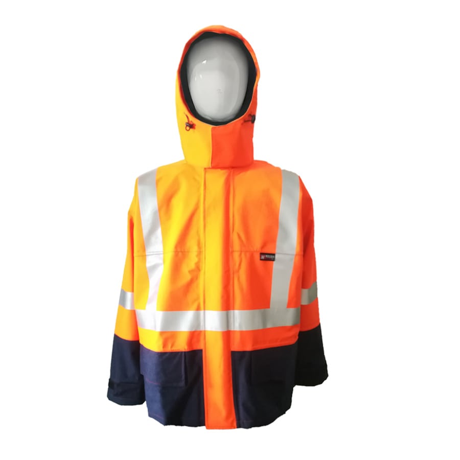 PRO ARC CSA FR/ARC CAT 3 Breathable High Visibility Rainwear Coat Orange/Navy