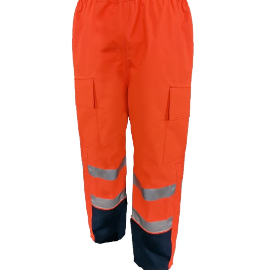 PRO ARC CSA FR/ARC CAT 3 Breathable High Visibility Rainwear Bib Trouser Orange/Navy