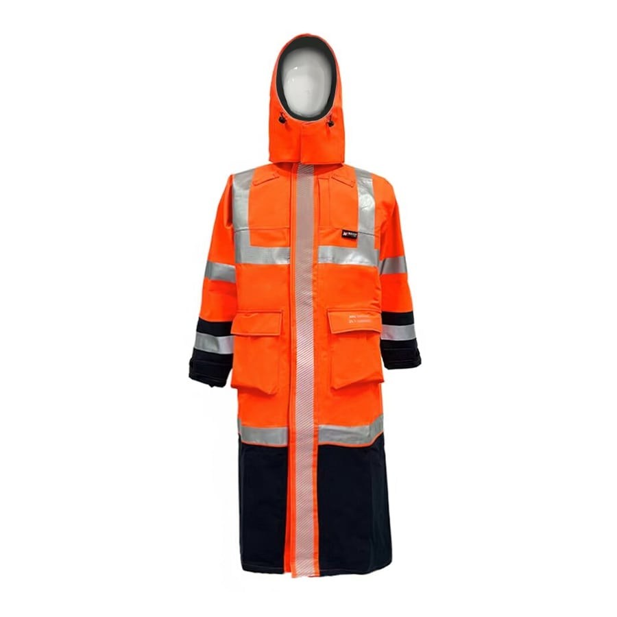 PRO-ARC-FR-ARC-CAT-3-Breathable-High-Visibility-Rainwear-Trench-Coat-Orange-Navy