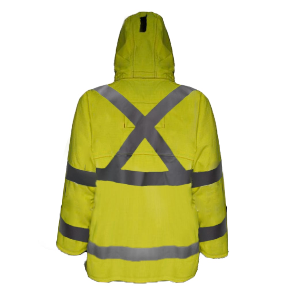 PRO ARC FR/ARC CAT 3 Breathable High Visibility Rainwear Coat Yellow/Navy